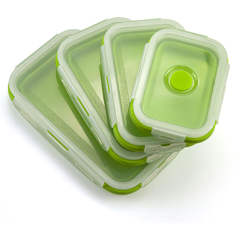 Set Of 4 Collapsible Silicone Food Storage Container With Bpa Free, Leftover  Meal Box With Airtight Plastic Lids For Kitchen,microwave & Freezer & Dis