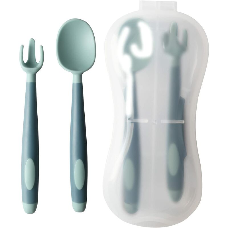 Baby Utensils Spoons Forks 3 Sets, Cute Stone Toddlers Feeding Training  Spoon and Fork Tableware Set Easy Grip Heat-Resistant Bendable BPA Free  Great