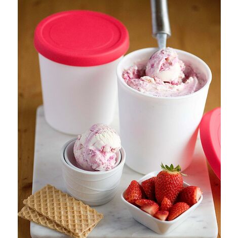 Home Ice Cream Freezer Storage Containers Set of 2 with Silicone Lids