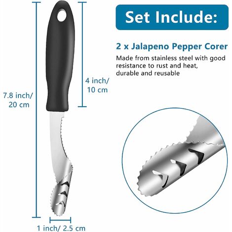 2 Pieces Jalapeno Pepper Corer Core Deseeder Stainless Steel Chili