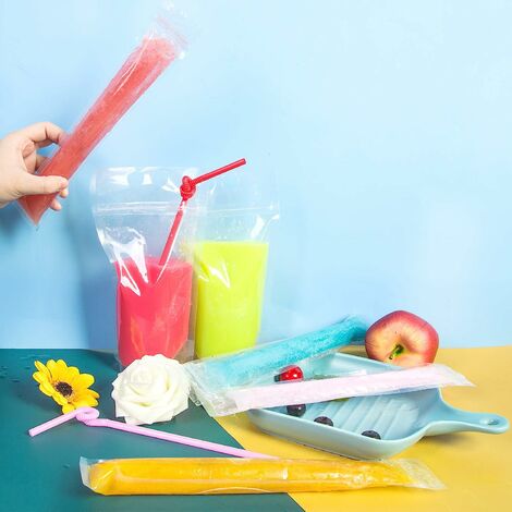  Reusable Drink Pouches with Straw, Heavy-Duty Premium  Double-Zipper To-Go Cocktail Smoothie Pouches, Leak-Proof Transparent &  Food Safe