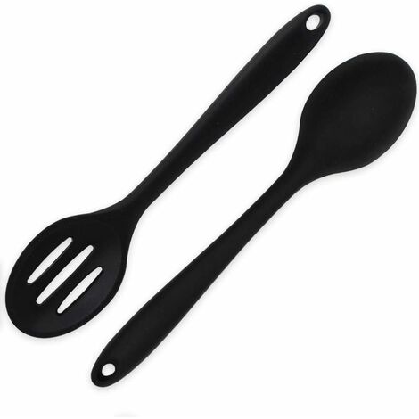 2PCS Mini Silicone Cooking Spoon, Nonstick Heat Resistant Slotted