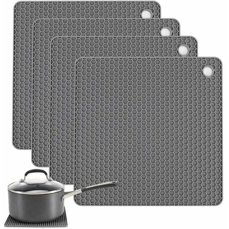 4 Pack Silicone Trivet Mat, Silicone Trivets For Hot Pots And Pans,  Non-slip & Heat Resistant Silicone Hot Pad For Kitchen Counter Mat Set,  Blue, Soft