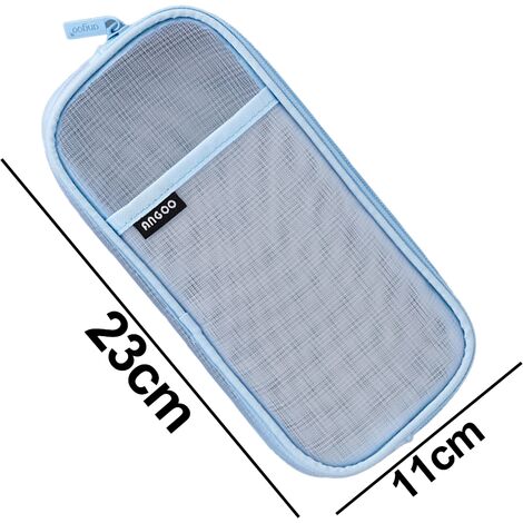 Pencil Bag 2 Tier Large Capacity Metal Zipper Mesh Pocket Portable