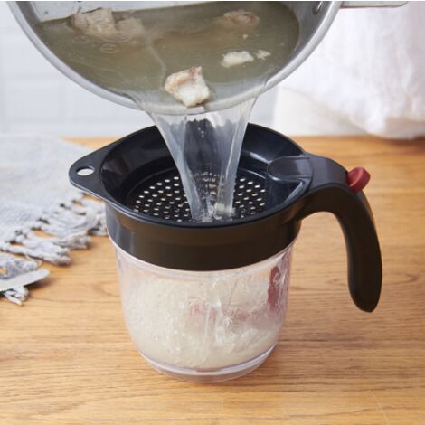 Great Choice Products 4-Cup Gravy Fat Separator With Bottom Release  Strainer 1L Grease Separator Cup