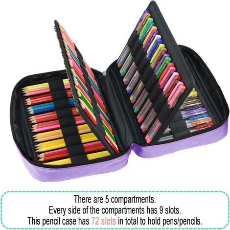 Colored Pencil Case, Large Capacity Pencil Holder Pen Organizer Bag with  Zipper for Watercolor Coloring Pencils, Gel Pens & Markers for Student &  Artist - Black 