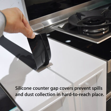 Silicone Stove Counter Gap Cover (2 Pcs), Heat Resistant Kitchen Stove  Counter Silicone Gap Filler Cover Seals Spills Between Counter, Stovetop,  Oven, Washer Dryer (21 inches, Black/White/Clear) 