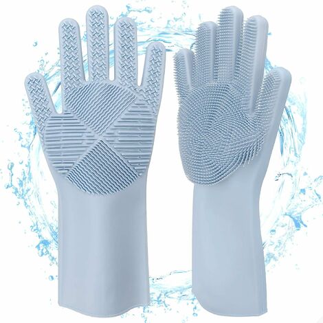 Magic Silicone Gloves With Wash Scrubber 2 Pairs Reusable Brush Heat  Resistant Gloves Kitchen Tool For Cleaning, Household, Dishwashing, Washing  Car