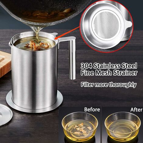 Oil Strainer Pot Grease Can 2L / 67.6 fl oz Food Strainer