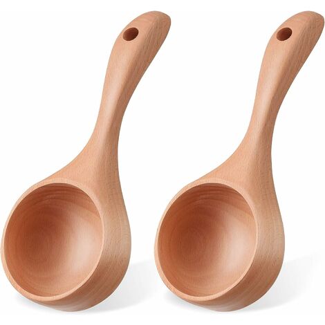 2 Pieces Bath Salt Scoop 9 Inches Wooden Ladle Spoon