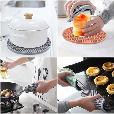  Set of 5 Silicone Trivet Mat Expandable Hot Pot Holder with  Stainless Steel Frame for Home Kitchen Heat Resistant Insulated Hot Pads  Coasters Table Dish Mat Tableware Placemat for Hot Pans