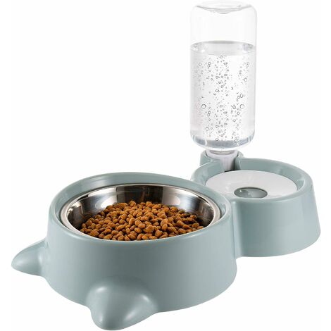MILIFUN Double Dog Cat Bowls Pets Water and Food Bowl Set with Automatic  Waterer Bottle for Small or Medium Size Dogs Cats (White)