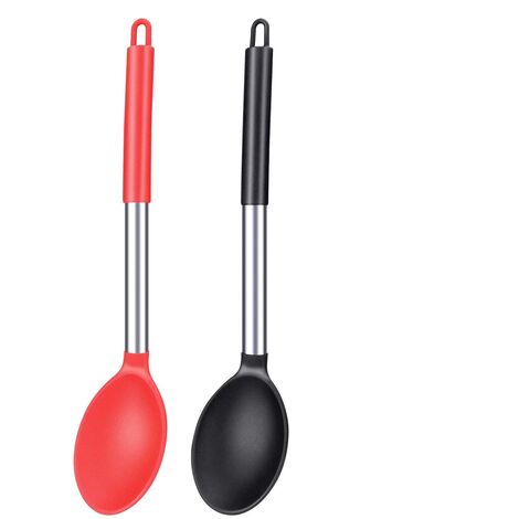 4 Pieces Silicone Mixing Spoon Heat Resistant Basting Spoon Utensil Spoon  Non-stick Spoon for Mixing, Baking, Serving and Stirring