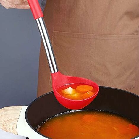 1 Piece Silicone Ladle Spoon for Soup, Non Stick Kitchen Utensils with High  Heat Resistant for Cooking, Stirring, Serving (Black)