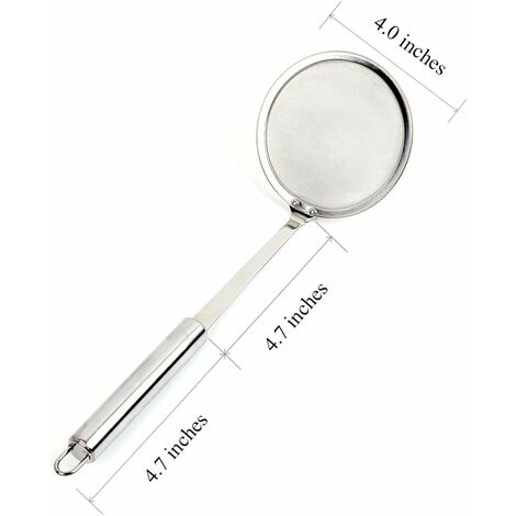 Newness Fine Mesh Skimmer Spoon, Professional 304 Stainless Steel Hot Pot  Fat Strainer for Oil Filter Skimming Grease and Foam, Durable  Multi-Functional Kitchen Cooking Mesh Food Strainer Ladle