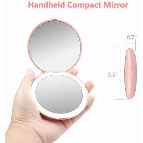 Led Lit Travel Makeup Mirror 1x 2x Magnifying Compact Mirror