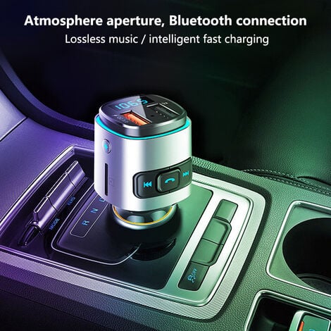 V5.0 Bluetooth FM Transmitter for Car, QC3.0 & LED Backlit Wireless Bluetooth  Adapter Music