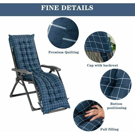 Suede Sun Lounger Chair Cushions Non-Slip Rocking Chair Cushion Garden  Recliner Quilted Thick Padded Seat Cushion