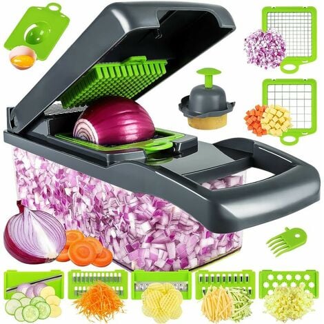 Vegetable Cutter - Cube Cutter - Vegetable Slicer - Suitable for Cubes,  Sticks, Slices, Bars etc. - 14 in 1 Multifunctional Cutter - Onion Chopper  - Salad Cutter - Mandolin Cucumber Slicer