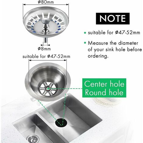 Kitchen Sink Waste Strainer Plug Bath Drain Stopper Basket Filter Rubb —  SPARES2GO