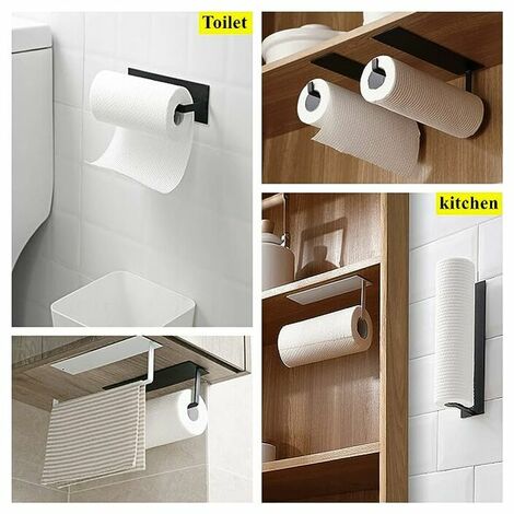 Stainless Steel Kitchen Roll Holder, Self-adhesive Or Drill Install, Towel  Rack, Kitchen Cabinet Under Shelf Paper Towel Holder, Adhesive Paper Towel  Holder For Bathroom, Soft Black Paper Towel Holder For Wall Mounting