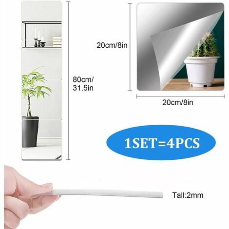 4pcs/set 20cm*20cm Acrylic Adhesive Mirror Sheets For Bathroom