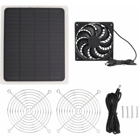 10W Solar Panel Fan Kit Waterproof Cooling Ventilator for Dog Chicken House  Greenhouse