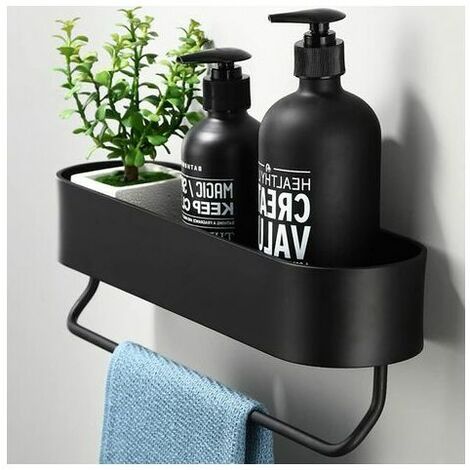 Black Shower Caddy, Metal Shower Shelf Wall Mounted Bathroom Shelves with  Hooks, Shower Organizer for Shampoo, Bathroom Wall Storage Basket, No