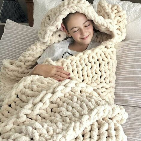 Chunky Knit Blanket Throw Giant Blanket, Merino Wool Blanket, Arm