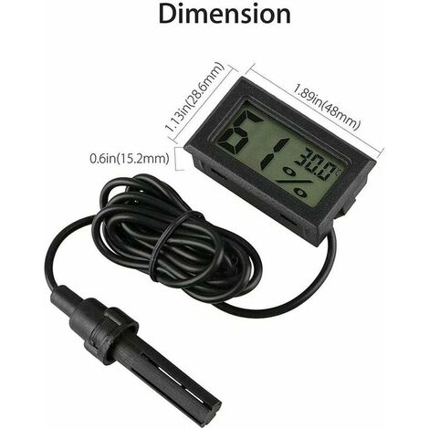 Mini Thermometer Hygrometer, Built-in Lcd Digital Humidity Meter Gauge  Monitor With External Probe For Incubators, Brooders, Reptile Tank, Aquarium,  T