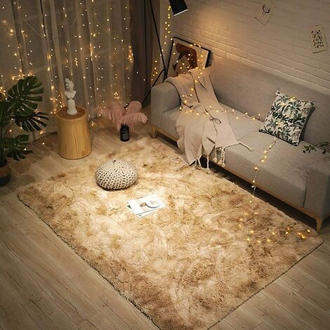 Soft Plush Faux Fur Area Rug 4x6 Feet, Luxury Modern Rugs Rectangular Fuzzy  Carpet for Bedroom, Living room, Kids Room, Black 