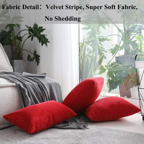 Soft Corduroy Striped Velvet Square Decorative Throw Pillow Cusion for Couch, 20 inch x 20 inch, Pink, 2 Pack, Size: 20 x 20
