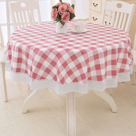 Round Vinyl Oilcloth Lace Tablecloth