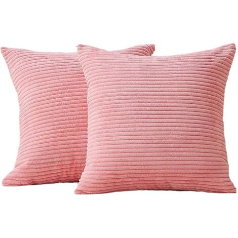 Outdoor Set of 4 Waterproof Throw Pillow Covers 18x18 Inches, Pink