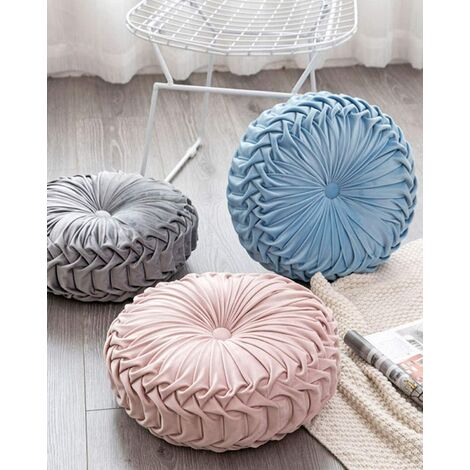 Velvet Pleated Round Pumpkin Throw Pillow Couch Cushion Floor Pillow for  Sofa Chair Bed