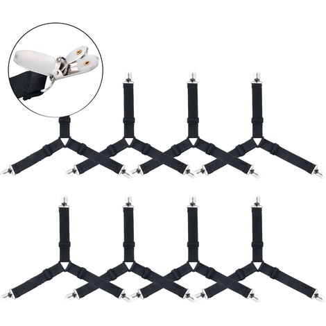 Bed Sheet Holder Straps, 4 Pcs Bed Sheet Fasteners Adjustable Triangle  Elastic Suspender Mattress Corner Clips With Heavy Duty Grippers