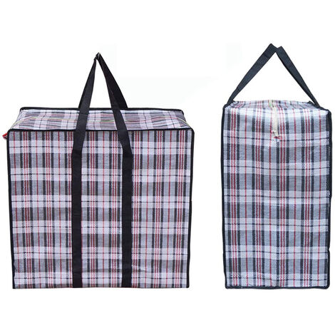Set+of+4+Extra-large+Plastic+Checkered+Storage+Laundry+Shopping+Bags+W.+ZIPPER+%26  for sale online