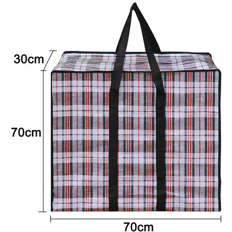 Set+of+4+Extra-large+Plastic+Checkered+Storage+Laundry+Shopping+Bags+W.+ZIPPER+%26  for sale online