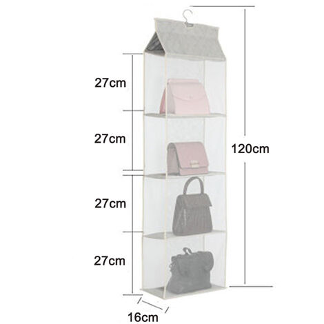 Livingandhome 4 Tiers Beige Hanging Handbag Purse Storage Closet