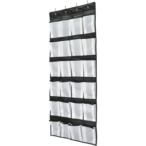 Black 24-Pocket Over-The-Door Hanging Shoe Organizer