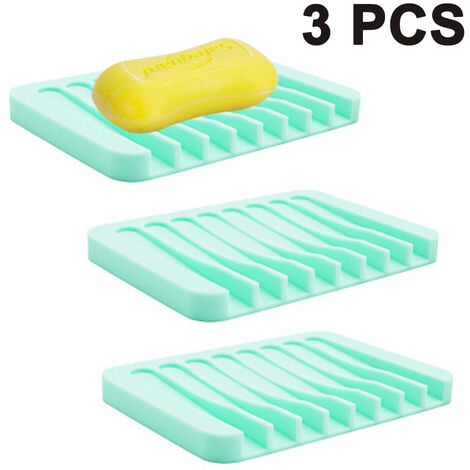 3Pack Soap Dish for Shower, Soap Dishes Soap Savers for Bar Soap, Soap Bar Holder Shower with Drip Tray, Plastic Soap Holders with Drain for Kitchen