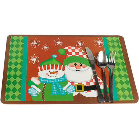  Round Table Placemats Set of 2, Christmas Snowman Xmas