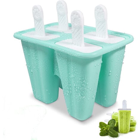 Popsicle Molds Reusable Christmas Tree Ice Pop Molds Trays 4 Slots