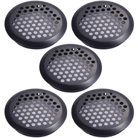 5pcs Stainless Steel Air Vent Louver,Black Round Mesh Hole Soffit Vent for  Kitchen,Bathroom,Cabinet29mm