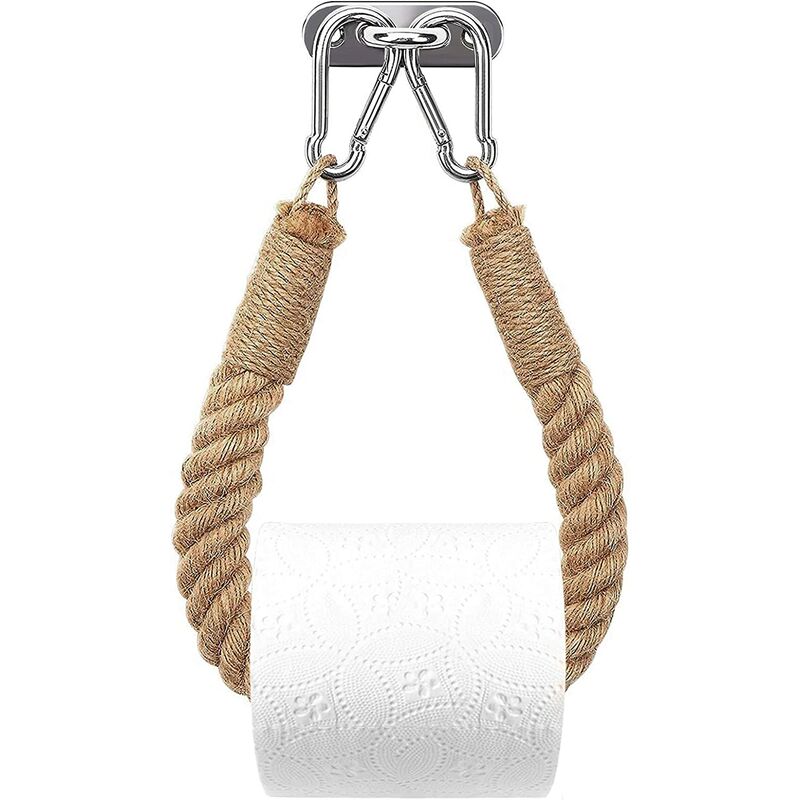 Toilet Paper Holder..black Hook..jute Rope..wood Pin..towel Holder