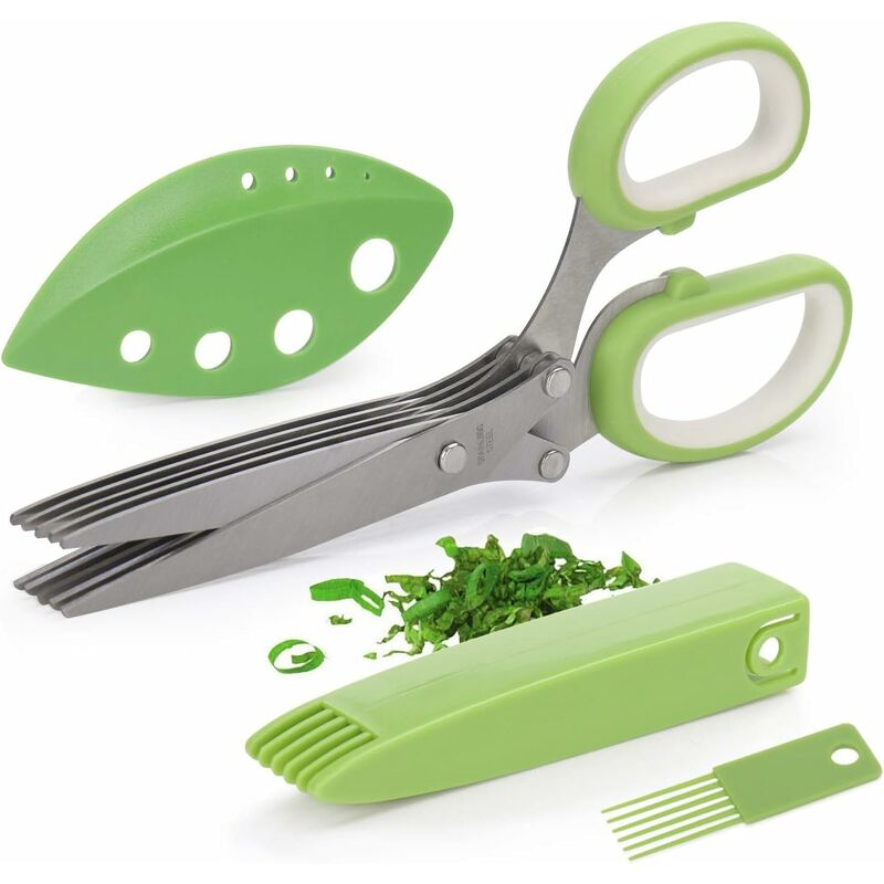 Kitchen Herb Scissors Set Multi-functional Cutting Shears In Black/red  Color, Office Paper Shredder Scissors With 5 Stainless Steel Blades And  Safety Cap. Scissors For Salad, Parsley, Green Onion And Vegetables.