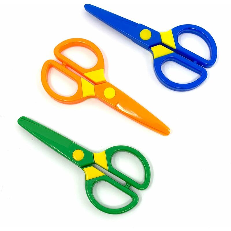 3PCS Kids Plastic Toddler Scissors - Safety Scissors Training Kids Scissors  Preschool Training Scissors & Craft Scissors (3 Pieces) Kids Paper Cuts (60  Sheets)