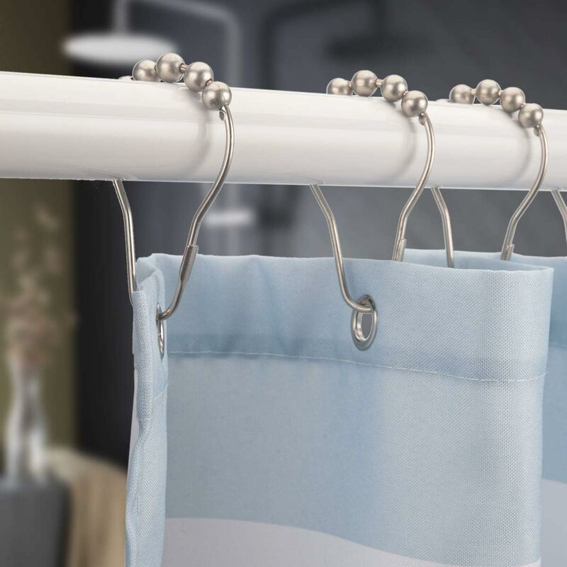 Shower Curtain Hooks Rings, Rust-Resistant Metal Shower Curtain Hooks Rings  for Bathroom Shower Rods Curtains - Set of 12, Bronze-Chrome