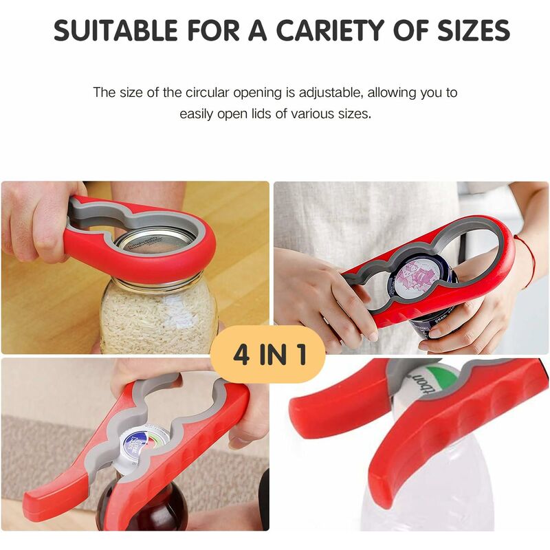 Silicone Multifunctional Four-in-one Bottle Opener, Bottle Opener Clip, Lid  Opener, Can Opener, Bottle Opener For Arthritis Hands And Weak Hands, Aging Arthritis  Bottle Opener, Kitchen Gadgets, Kitchen Supplies, Kitchen Tools, Kitchen  Stuff 