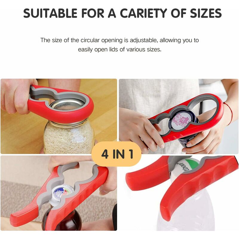 Silicone Multifunctional Four-in-one Bottle Opener, Bottle Opener Clip, Lid  Opener, Can Opener, Bottle Opener For Arthritis Hands And Weak Hands, Aging  Arthritis Bottle Opener, Kitchen Gadgets, Kitchen Supplies, Kitchen Tools,  Kitchen Stuff 